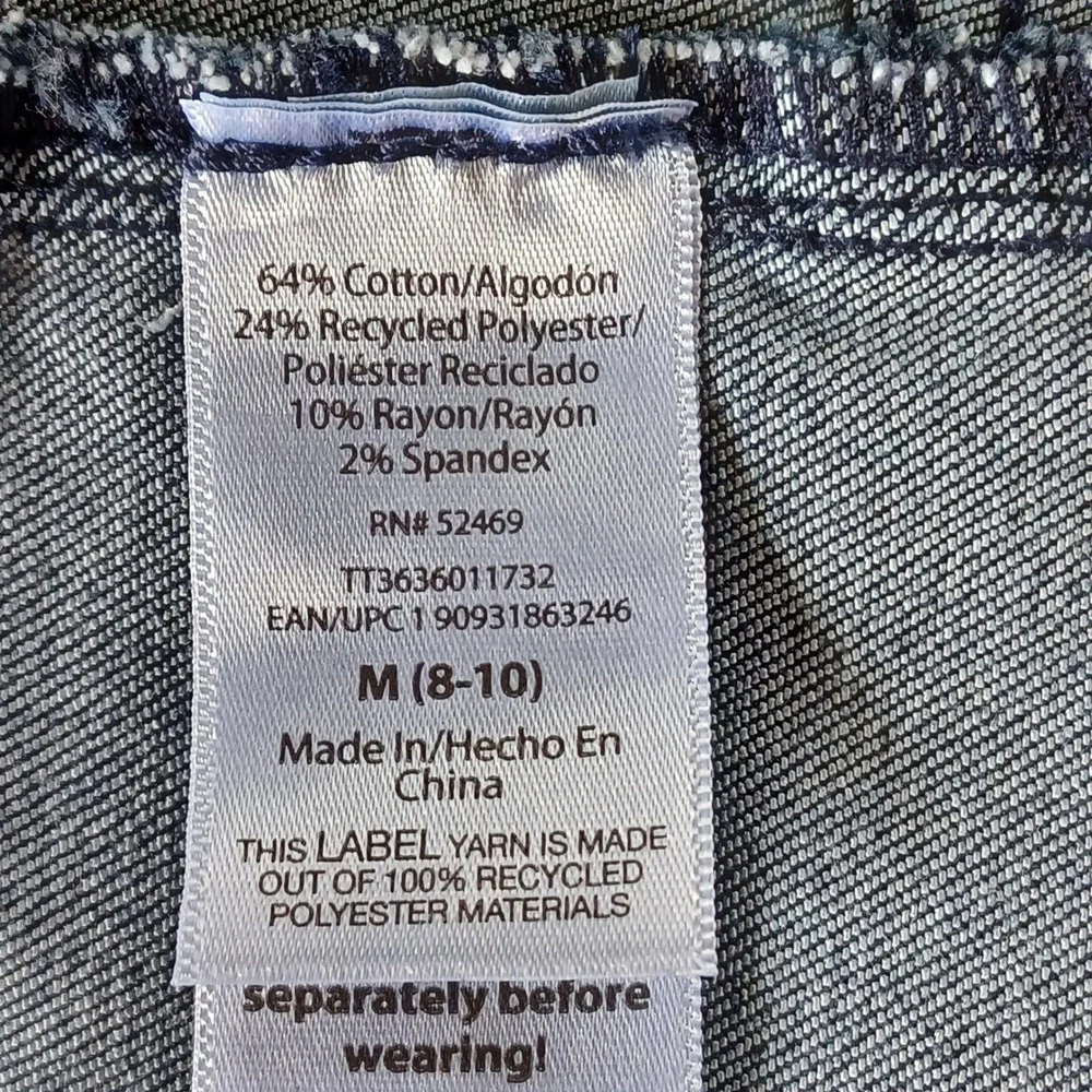Time and True Pull On Jeans Womens M 8-10 Dark Wash Denim Faux Fly Stretch Pants